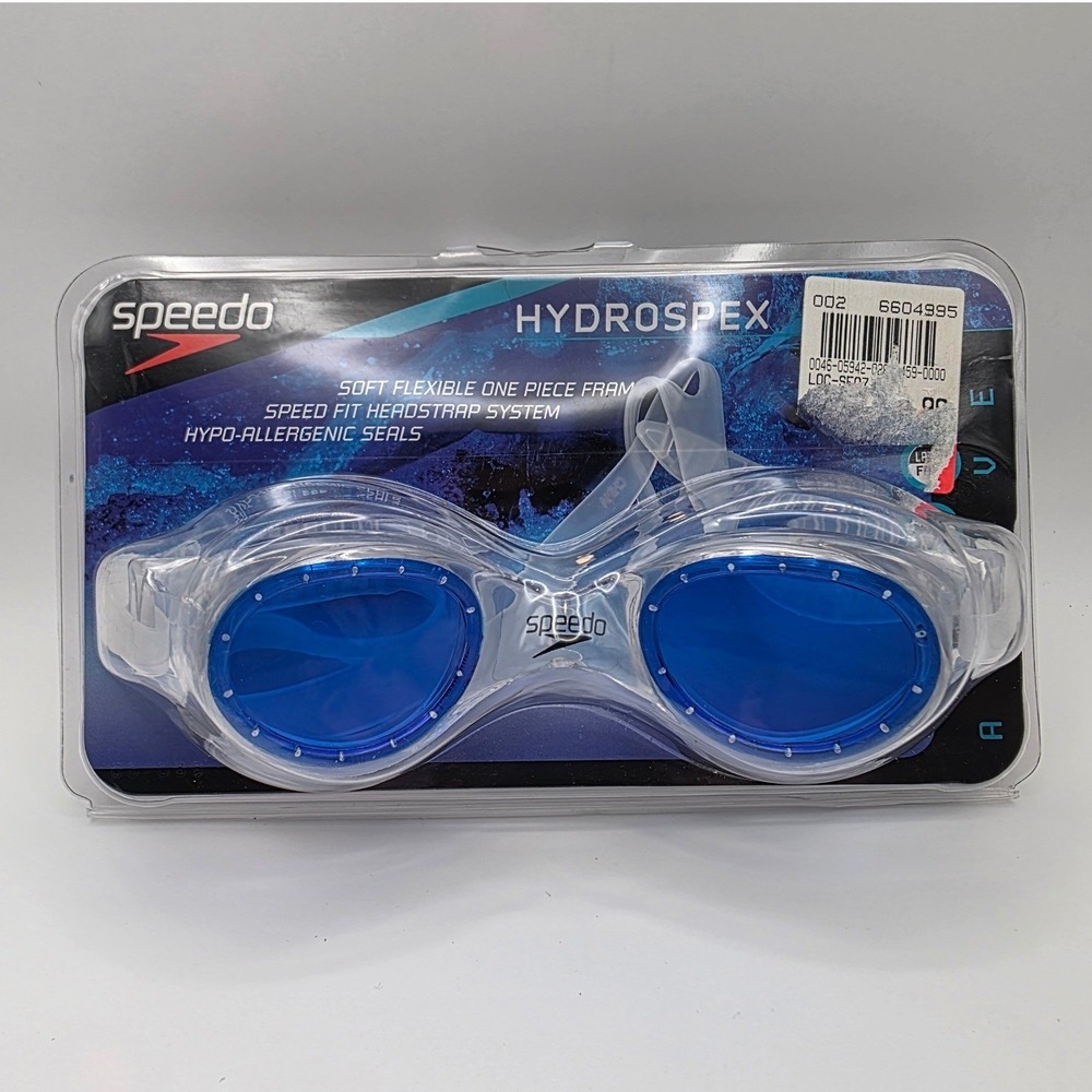 Speedo Hydrospex Swim Goggles Blue Iced One Piece Frame Speed Fit 750281